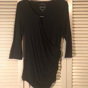 Sexy Black Wrap Top with Silver Embellishment